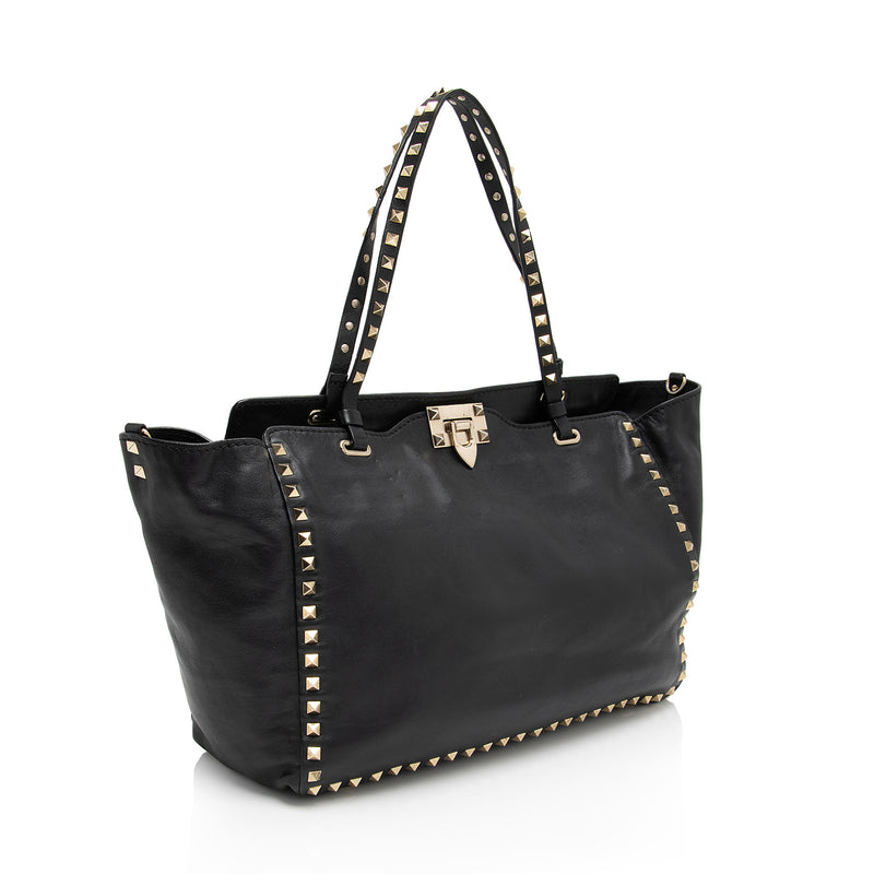 Valentino Leather Rockstud Medium Tote (SHF-PH4pan)