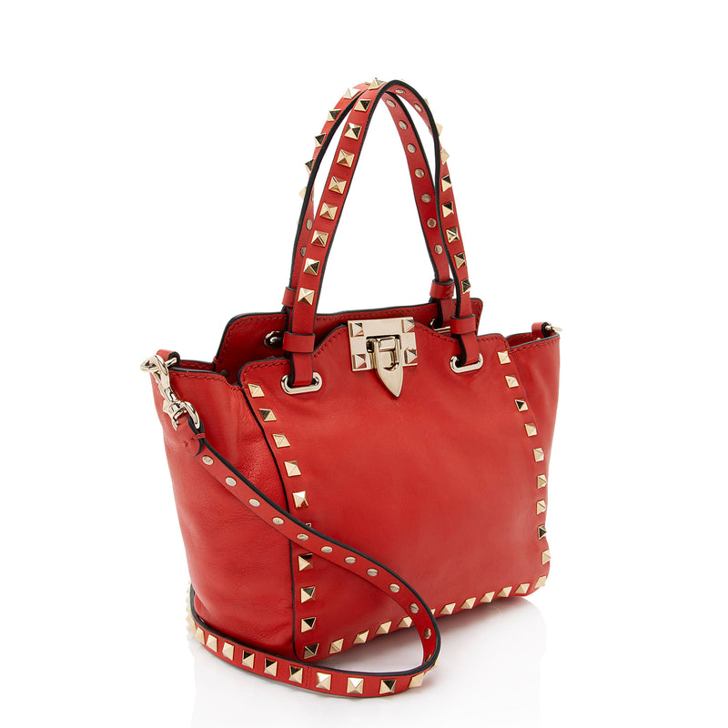 Valentino Leather Rockstud Mini Tote (SHF-dIURF4)