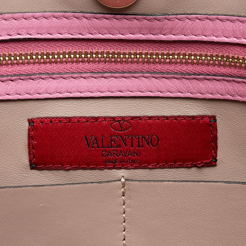 Valentino Leather Rockstud Open Medium Tote (SHF-f41IIQ)