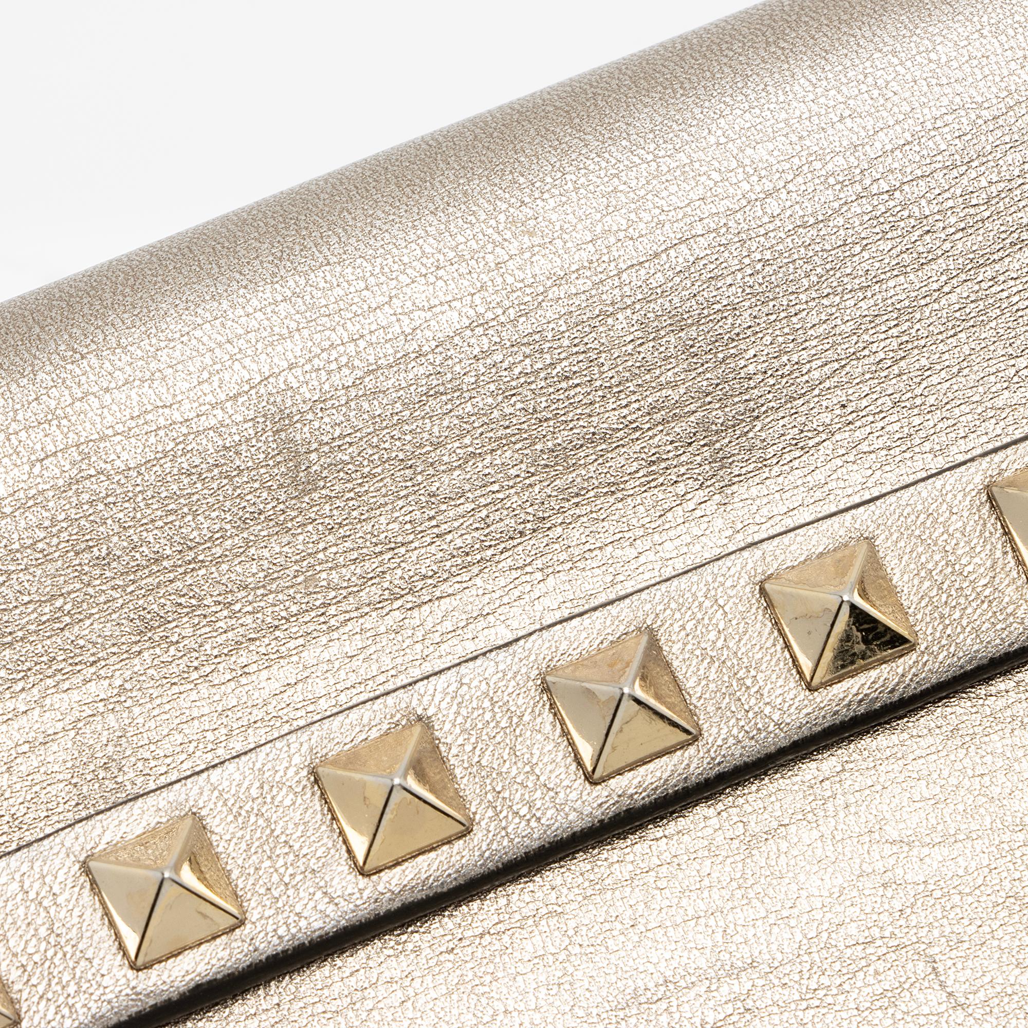 Valentino Metallic Nappa Leather Rockstud Clutch (SHF-23144)