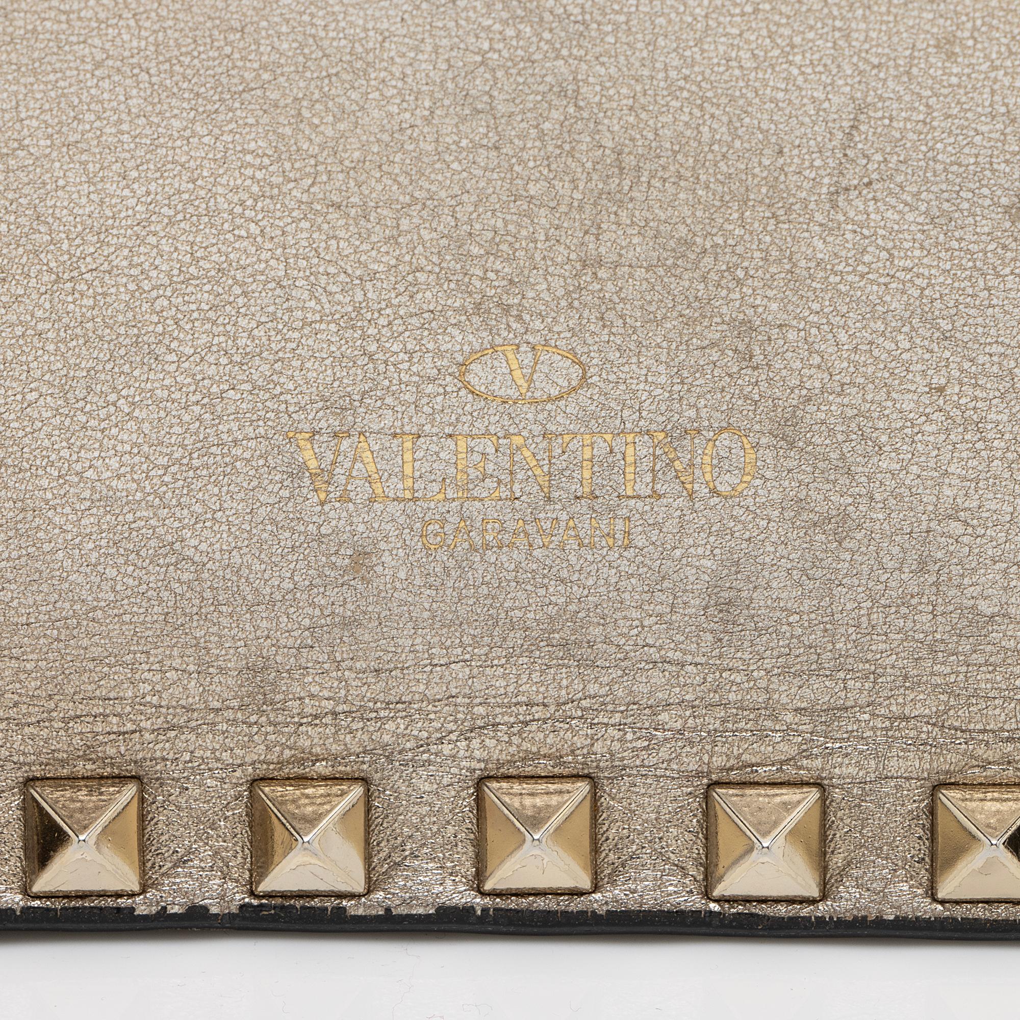 Valentino Metallic Nappa Leather Rockstud Clutch (SHF-23144)