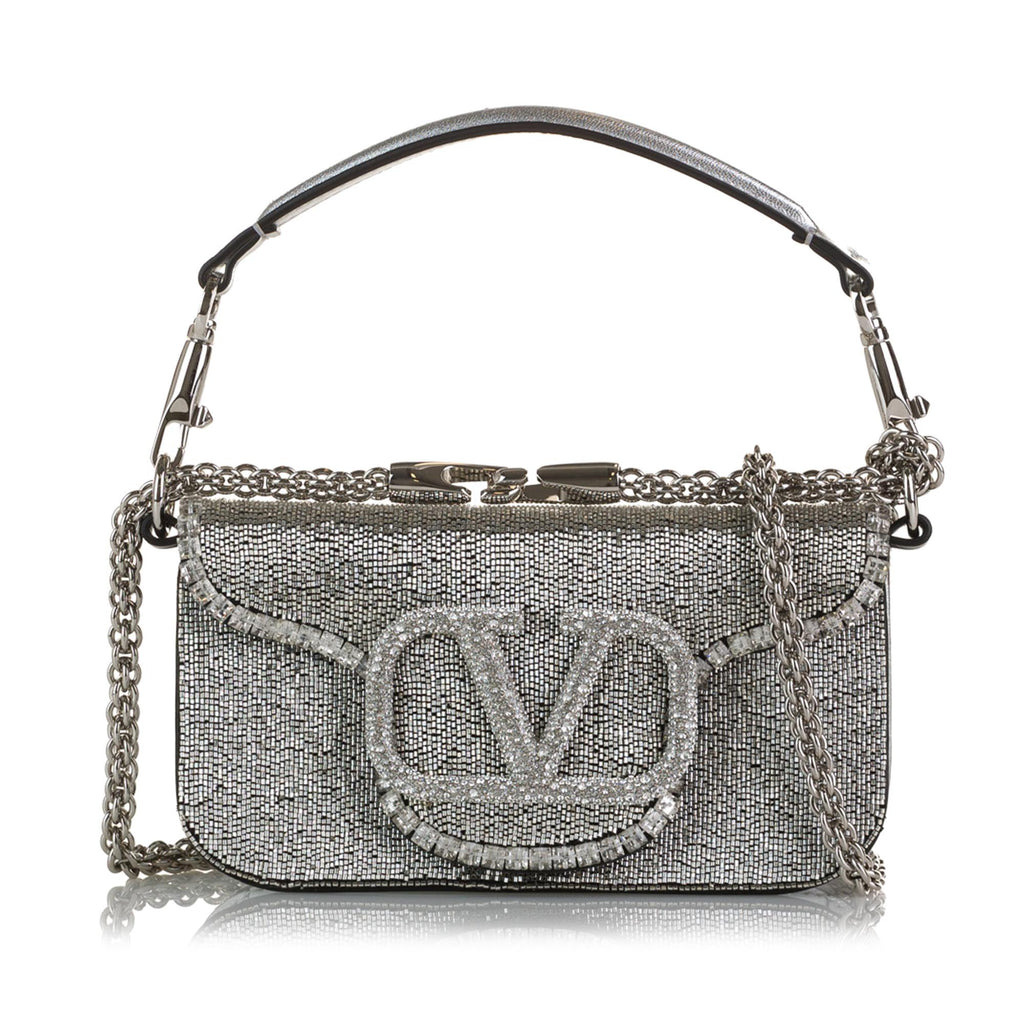 VALENTINO GARAVANI - VLOGO small crystal-embellished leather shoulder bag