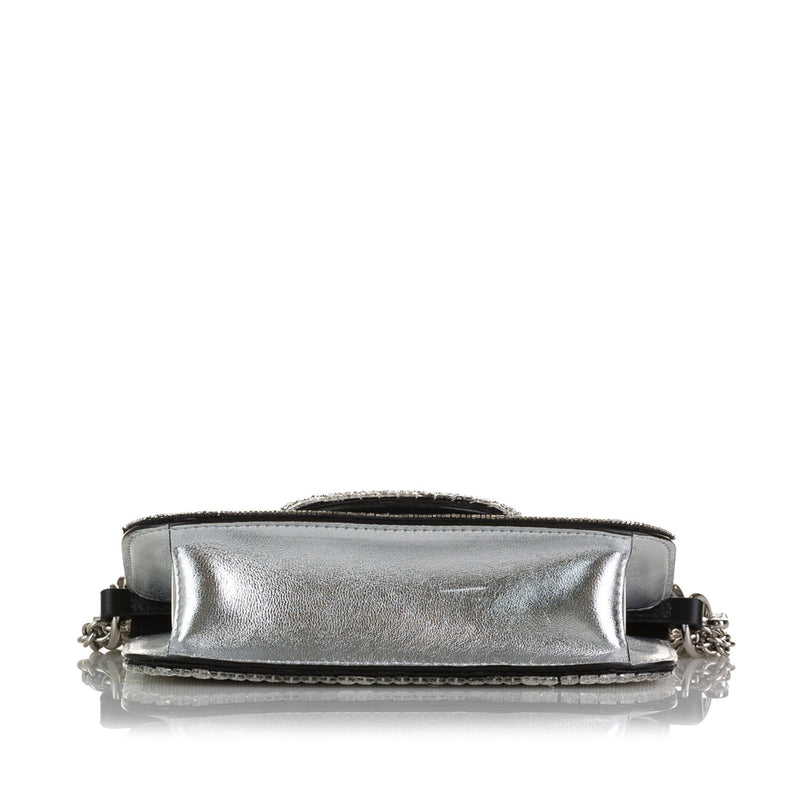 Valentino Silver Small Crystal Embellished Loco VLogo Satchel Silvery  Leather ref.920456 - Joli Closet