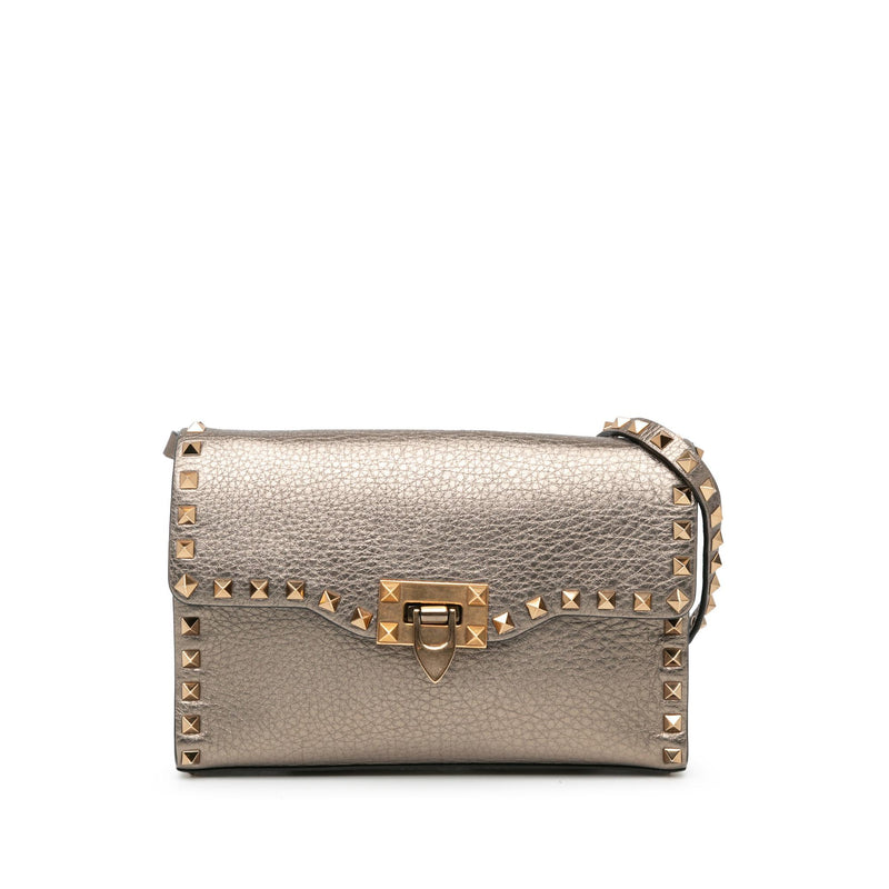 Valentino Small Grainy Calfskin Rockstud Flap Crossbody (SHG-YGUXmP)