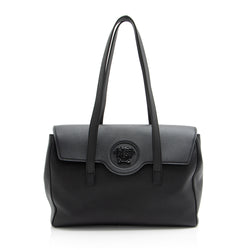 Versace Calfskin Palazzo Medusa Flap Tote (SHF-aYZnhL)