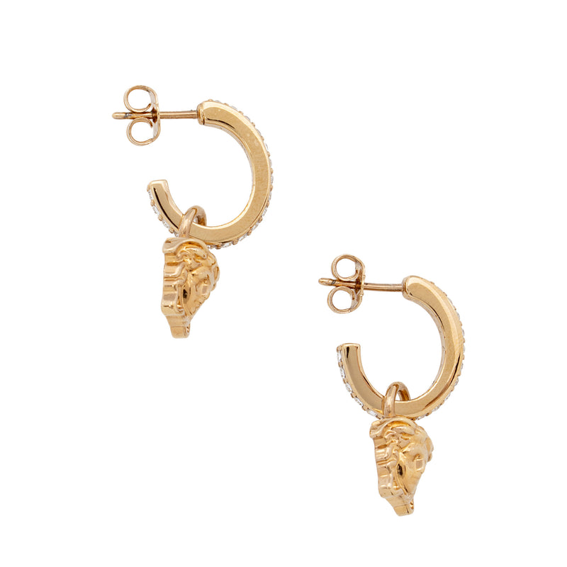 Versace Crystal La Medusa Hoop Earrings (SHF-JJNDXq)