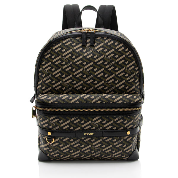 Versace La Greca Coated Canvas Backpack (SHF-7wZglL)