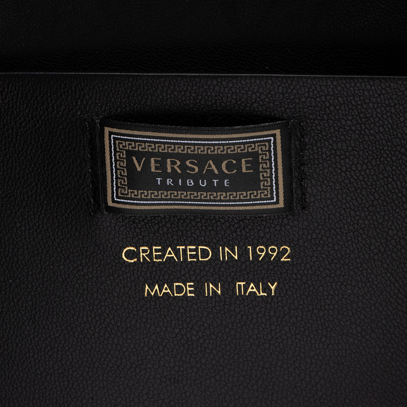 Versace Leather Medallion Tribute Medium Bowling Bag (SHF-5Q7vXA)