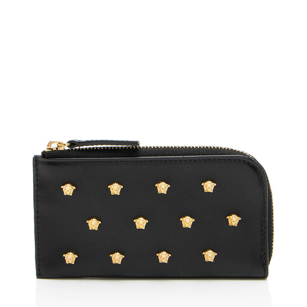 Versace Leather Medusa Studded Card Case (SHF-R5j51d)