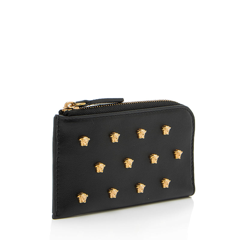 Versace Leather Medusa Studded Card Case (SHF-R5j51d)