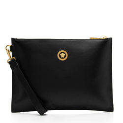 Versace Leather Medusa Zip Clutch (SHF-oAJMHF)