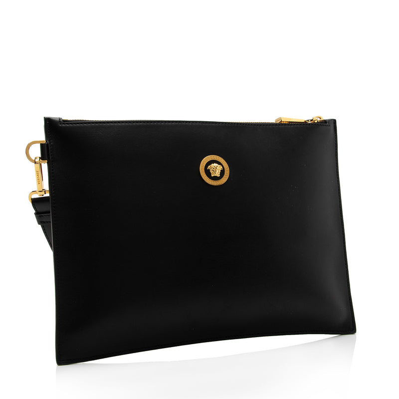 Versace Leather Medusa Zip Clutch (SHF-oAJMHF)