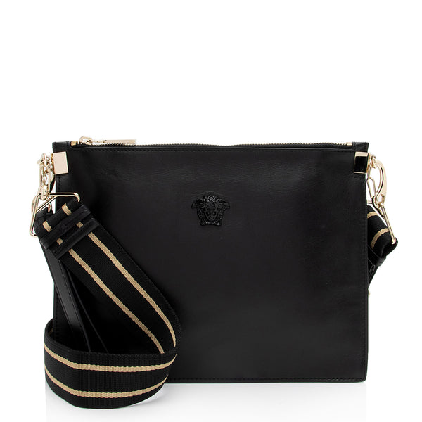 Versace Leather Palazzo Medusa Zip Clutch Crossbody Bag (SHF-FSe9FM)