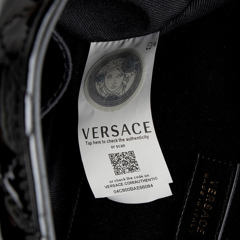 Versace Patent Leather Medusa Padlock Icon Top Handle (SHF-NPGhZL)