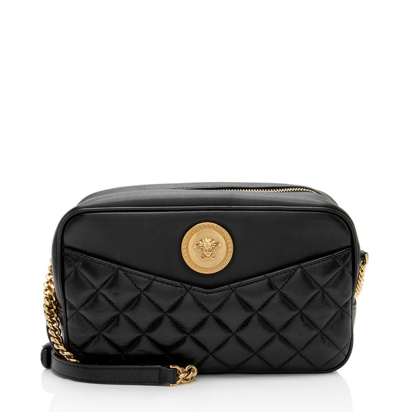 Versace Quilted Leather Medusa Camera Bag (SHF-he5z7l)