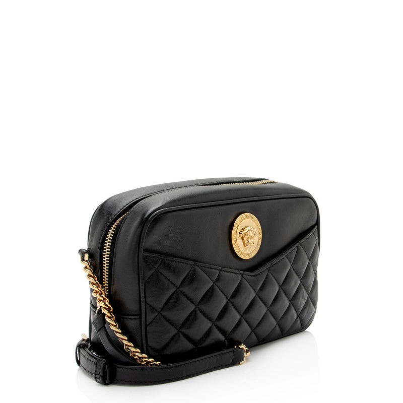 Versace Quilted Leather Medusa Camera Bag (SHF-he5z7l)