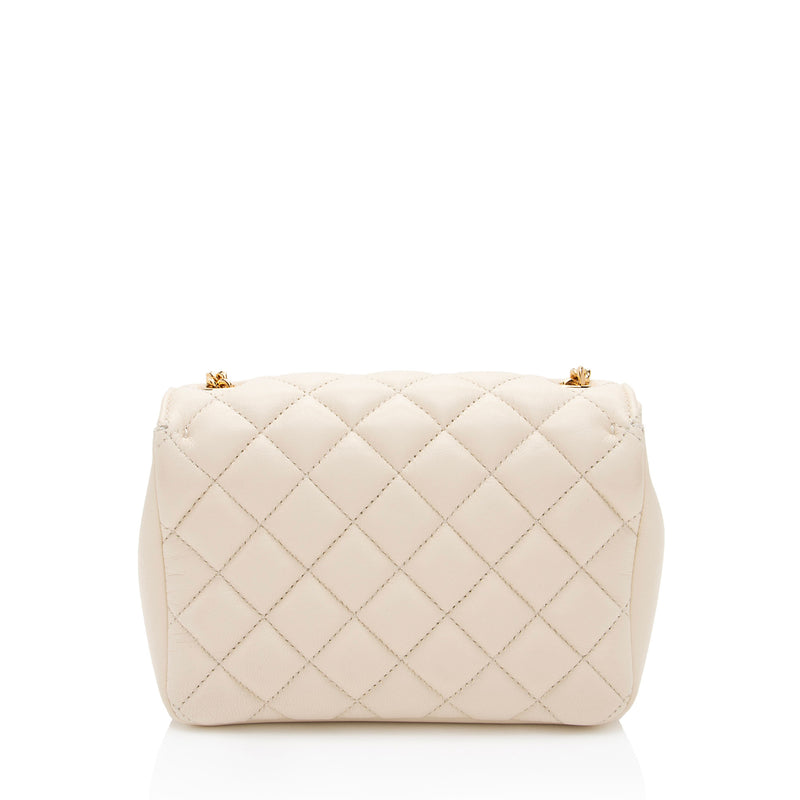 Versace Quilted Leather Medusa Small Flap Shoulder Bag (SHF-4yohRj)