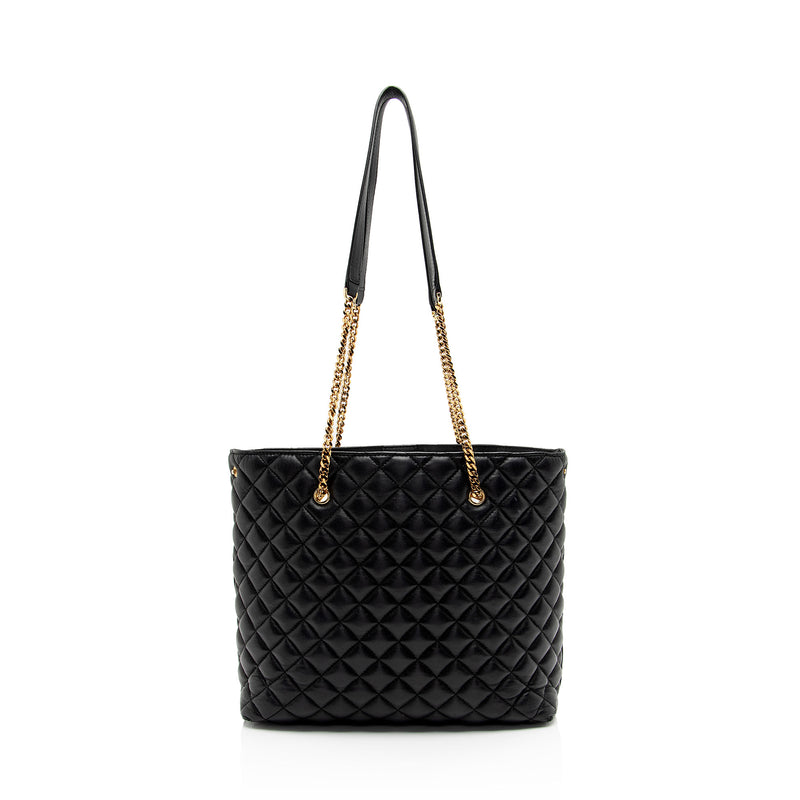 Versace Quilted Leather Medusa Tribute Chain Tote (SHF-5TAeSY)