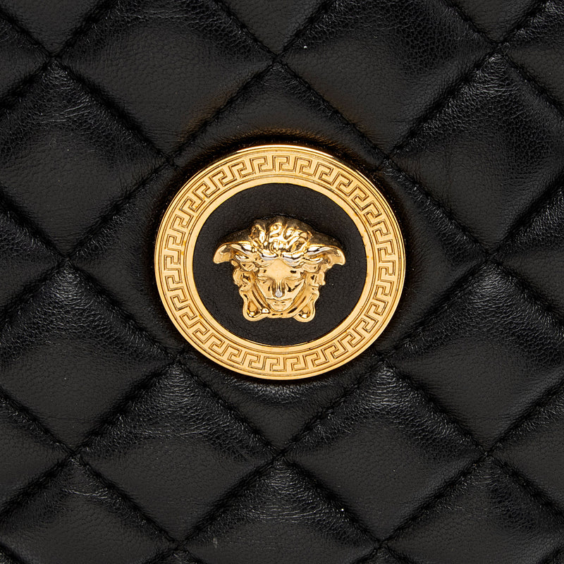 Versace Quilted Leather Medusa Tribute Chain Tote (SHF-5TAeSY)