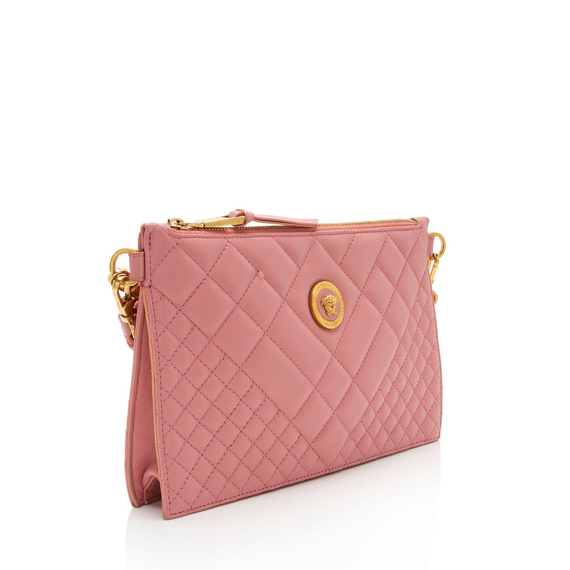 Versace Quilted Leather Tribute Icon Flat Crossbody (SHF-mw6ymG)