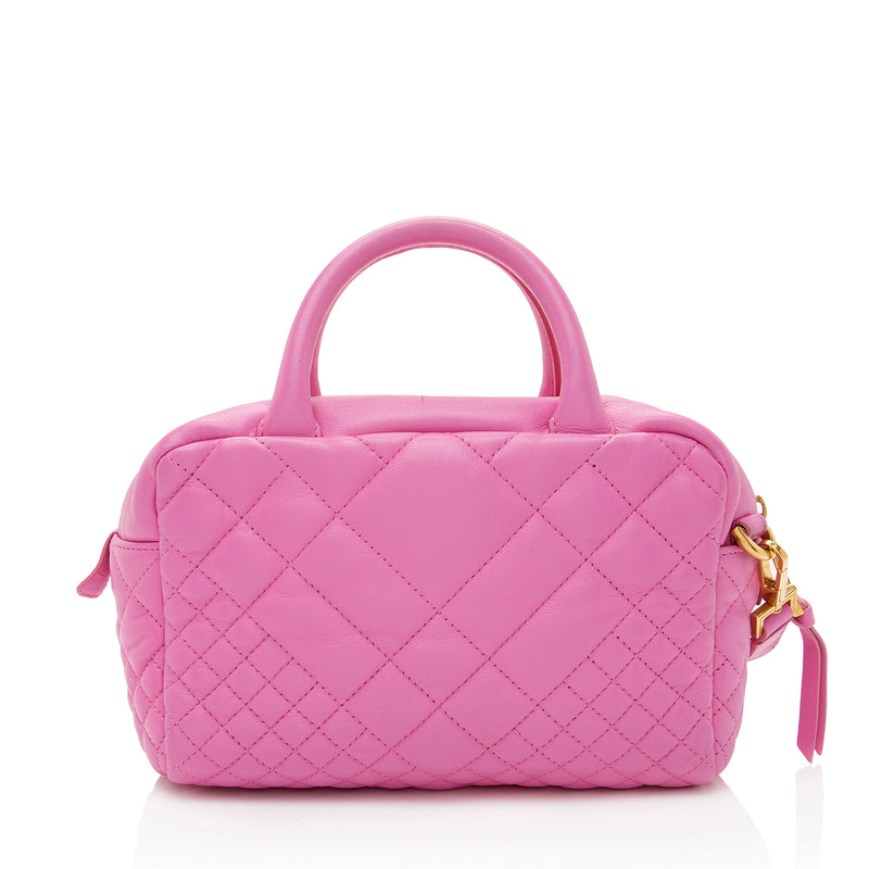 Versace Quilted Leather Medusa Icon Bowler Bag (SHF-uWpHA6)