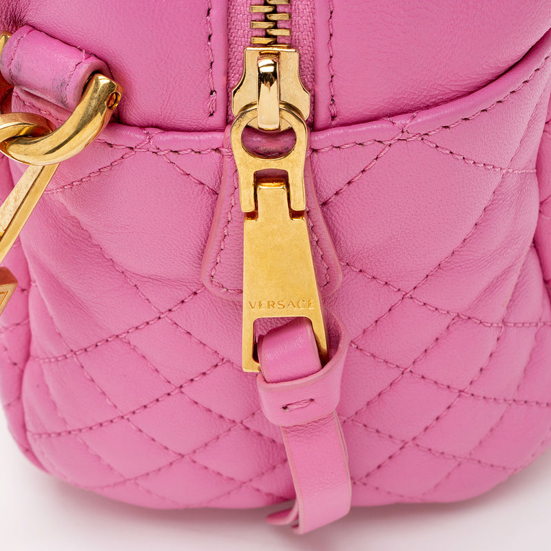 Versace Quilted Leather Medusa Icon Bowler Bag (SHF-uWpHA6)