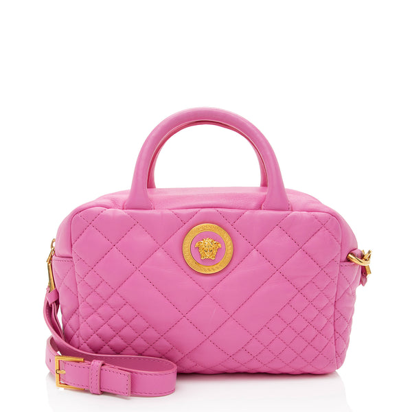 Versace Quilted Leather Medusa Icon Bowler Bag (SHF-uWpHA6)