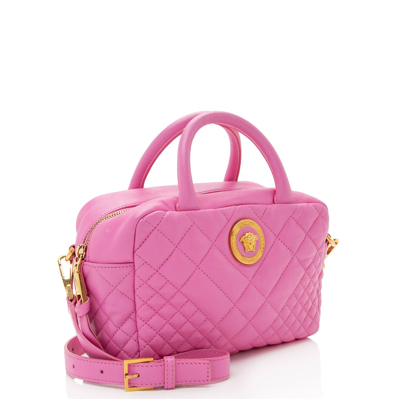 Versace Quilted Leather Medusa Icon Bowler Bag (SHF-uWpHA6)