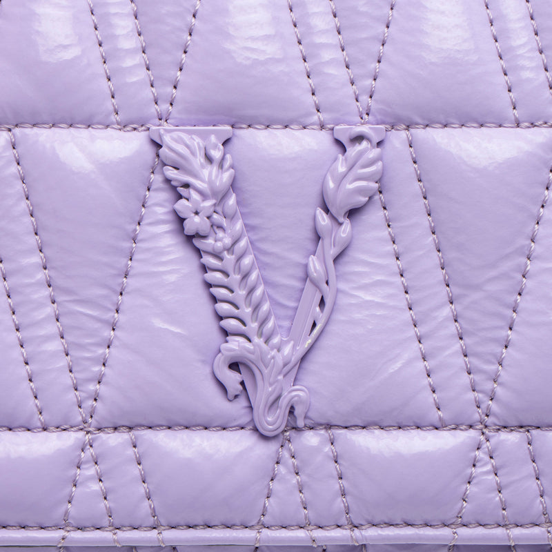 Versace Quilted Patent Leather Virtus Crossbody (SHF-zq1c6L)