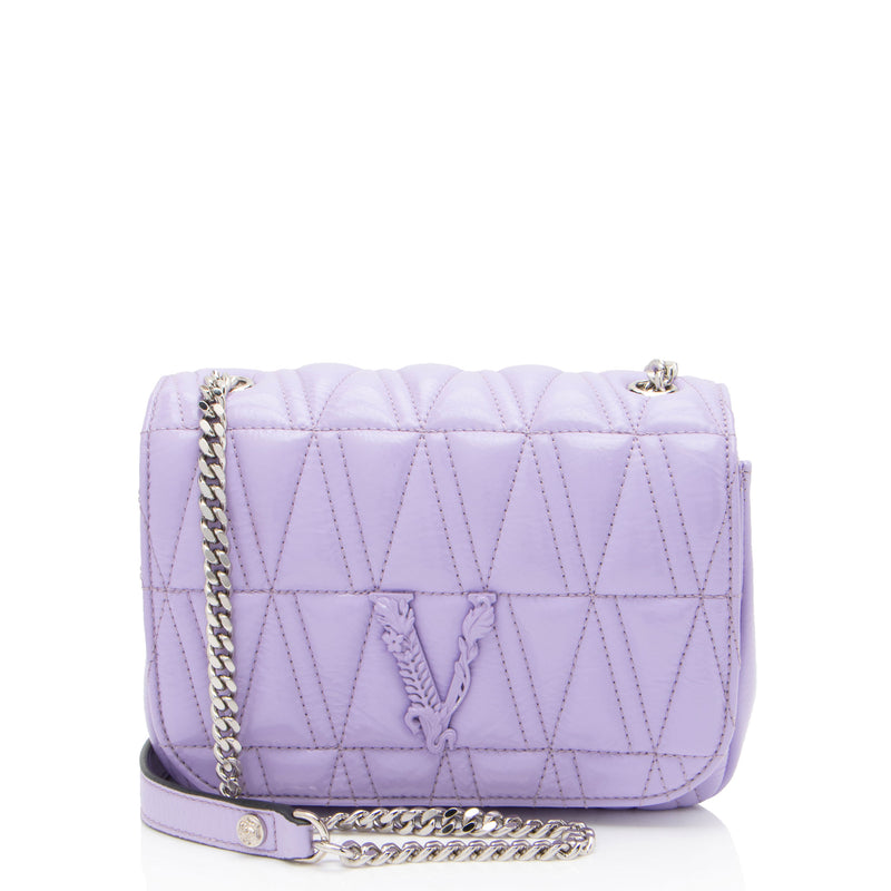 Versace Quilted Patent Leather Virtus Crossbody (SHF-zq1c6L)