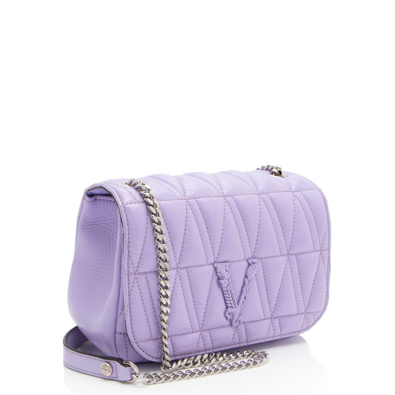 Versace Quilted Patent Leather Virtus Crossbody (SHF-zq1c6L)