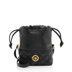 Versace Quilted Smooth Calfskin Le Medusa Small Bucket Bag (SHF-W0OUZR)