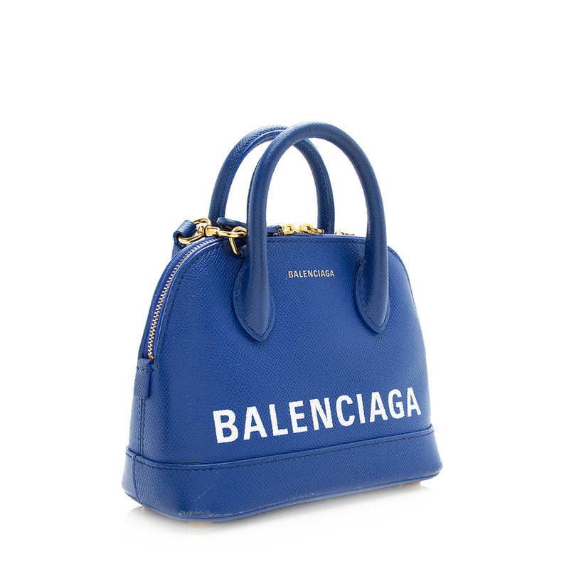 BALENCIAGA Grained Calfskin XXS Ville Top Handle Bag Royal Bleu 1253622