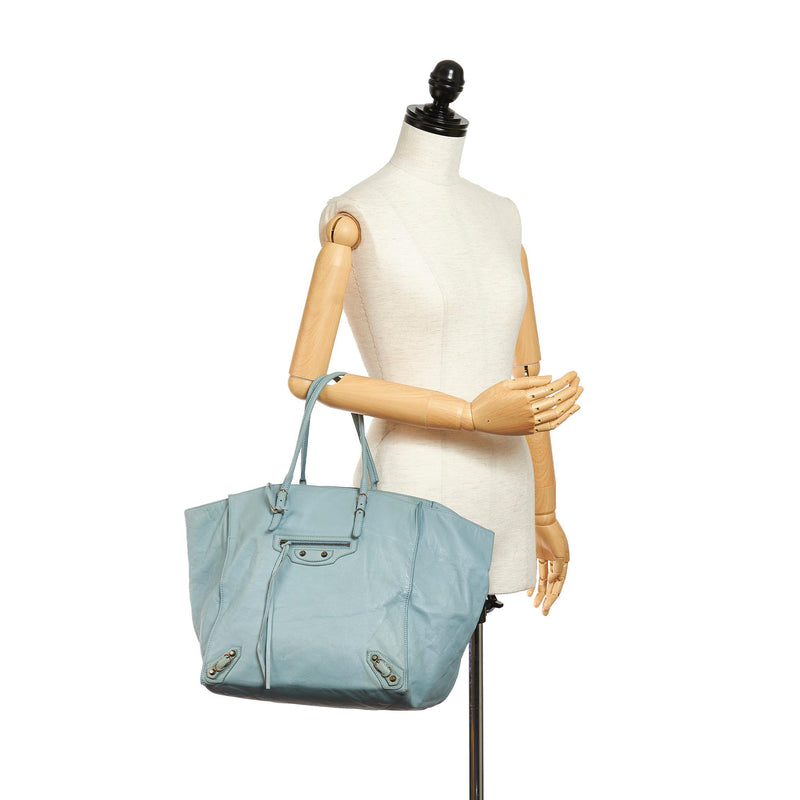 Balenciaga Papier A4 Mini Leather Tote Bag Bright Blue, $1,395