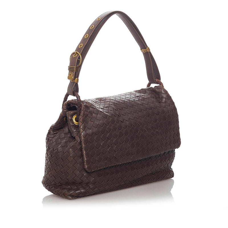 Bottega Veneta Intrecciato Flap Shoulder Bag (SHG-28630) – LuxeDH