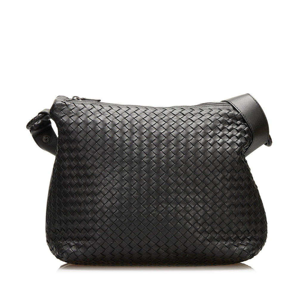 Bottega Veneta Intrecciato Women's Leather Shoulder Bag Black