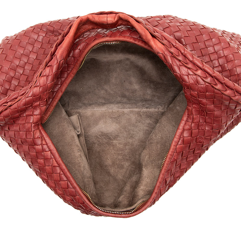 Bottega Veneta Dark Red Nappa Intrecciato Shoulder Bag