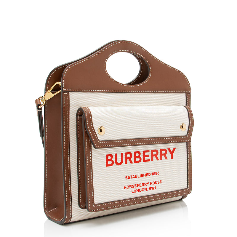 Burberry Mini Two-tone Canvas And Leather Pocket Bag in Brown