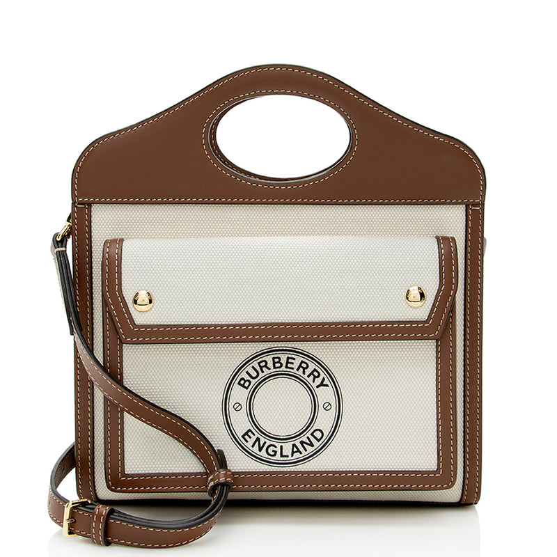Burberry Mini Logo Canvas & Leather Pocket Bag