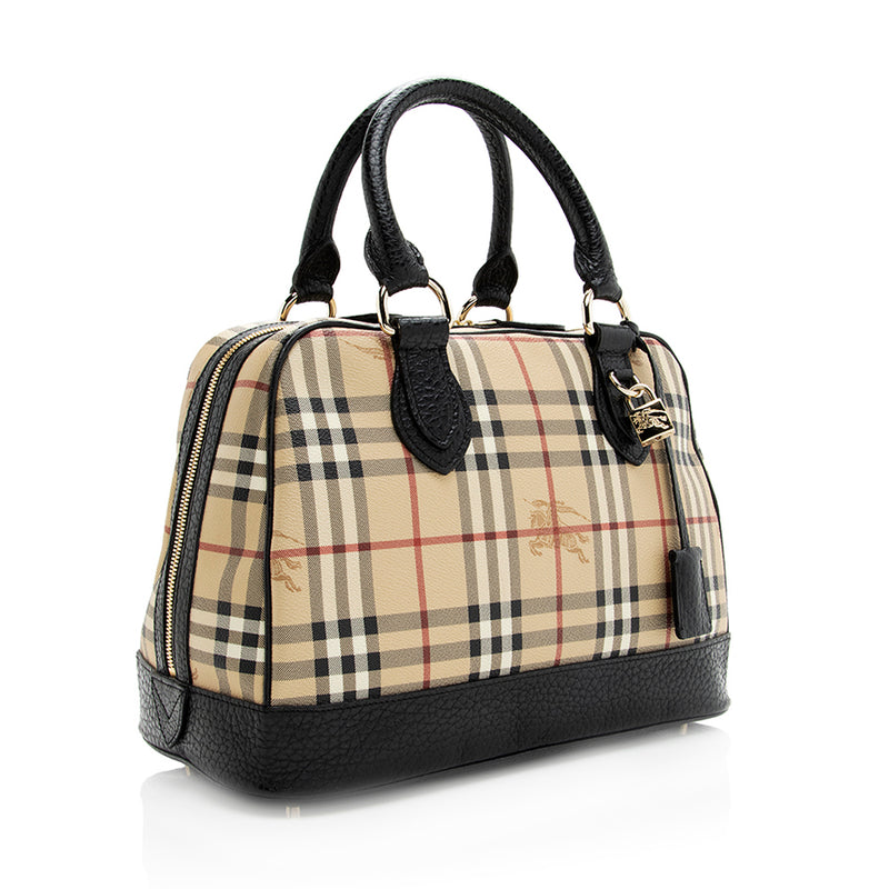 BURBERRY Haymarket Check Small Chester Bowling Bag Chocolate 138078