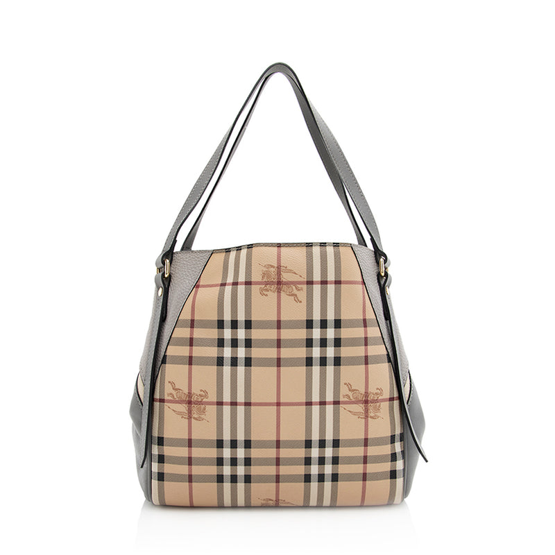 New Authentic Burberry Canterbury House Check & Leather Tote