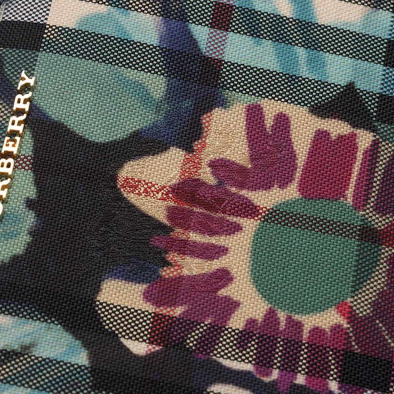 BURBERRY Calfskin Vintage Check Graffiti Print Card Holder Blue
