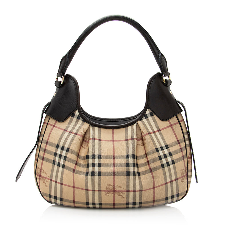 Authentic Burberry Nova Check Coated Canvas Small Brooklyn 