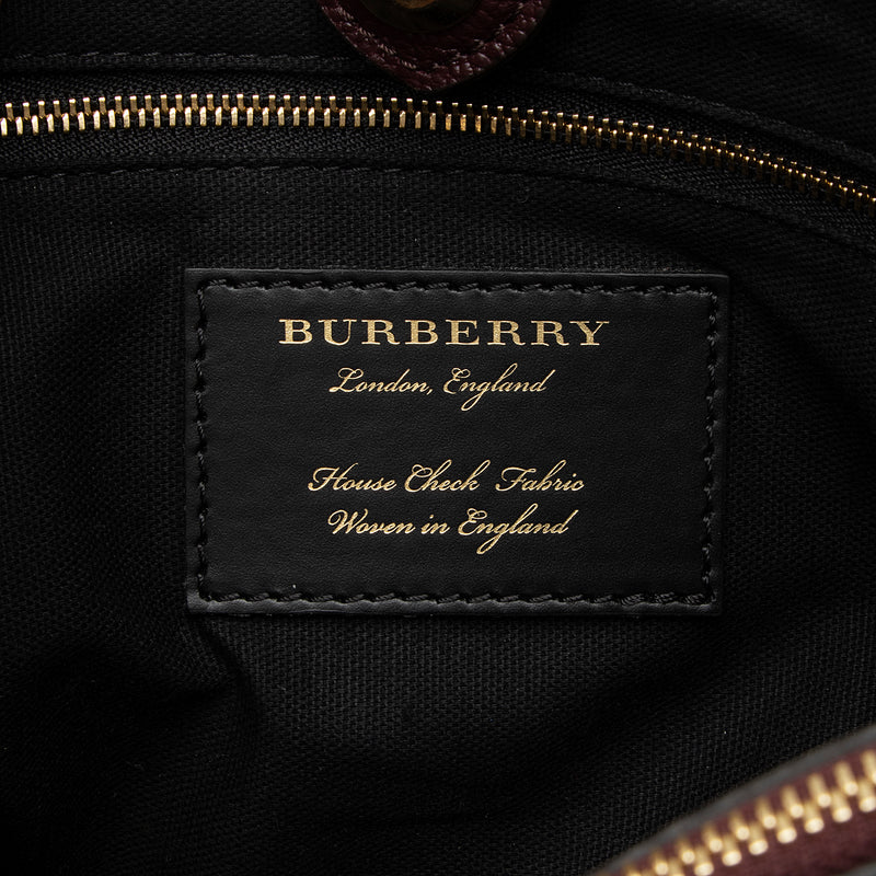 Burberry House Check Leather Banner Medium Tote (SHF-23800) – LuxeDH