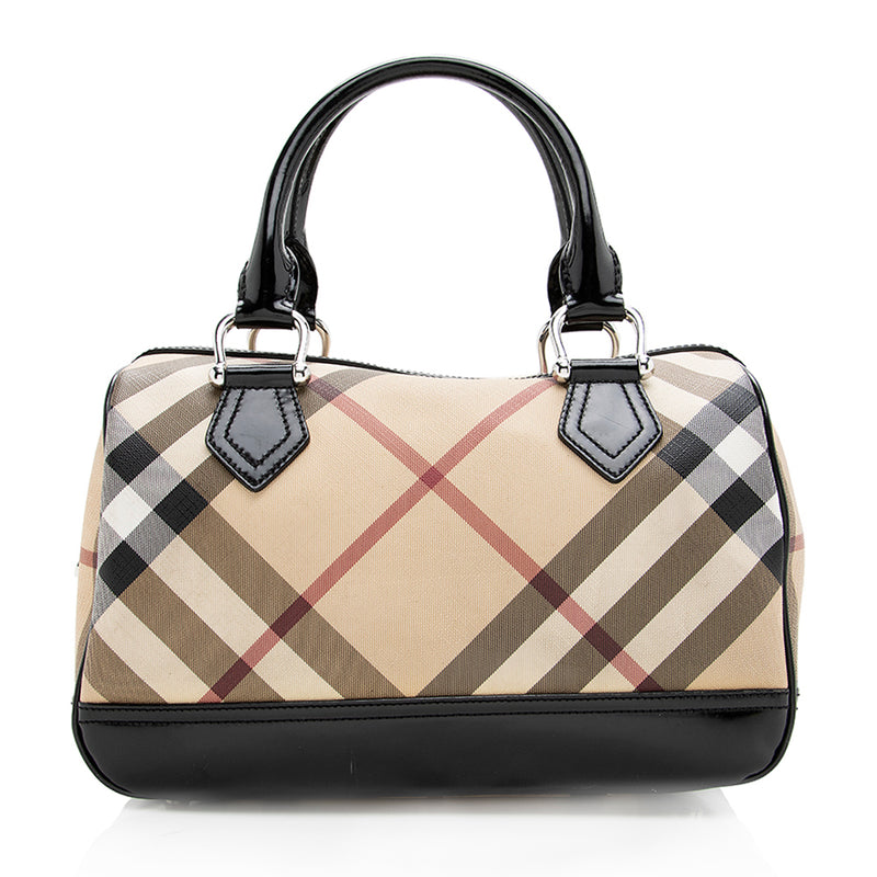 Authenticated Used Burberry Check Pattern Mini Boston Bag Handbag Ladies 