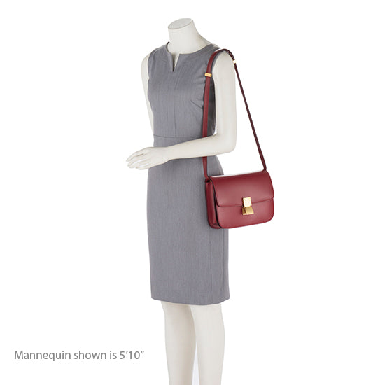 CELINE Celine Medium Classic Box Bag In Red Calfskin Leather on