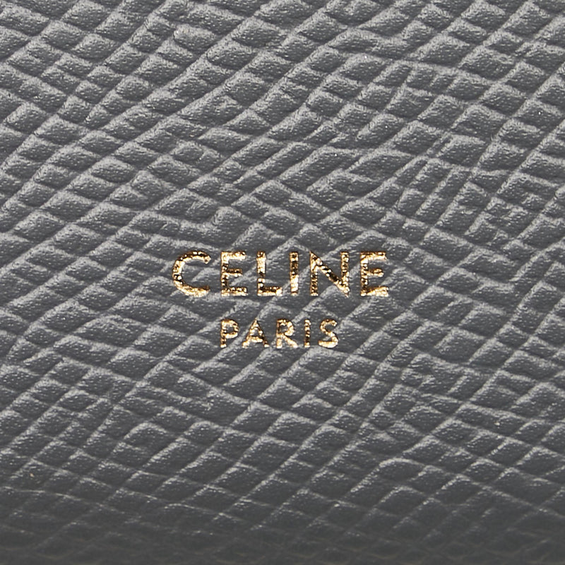 Celine Large Strap Wallet Gray/Blue Bicolor Grained Calfskin
