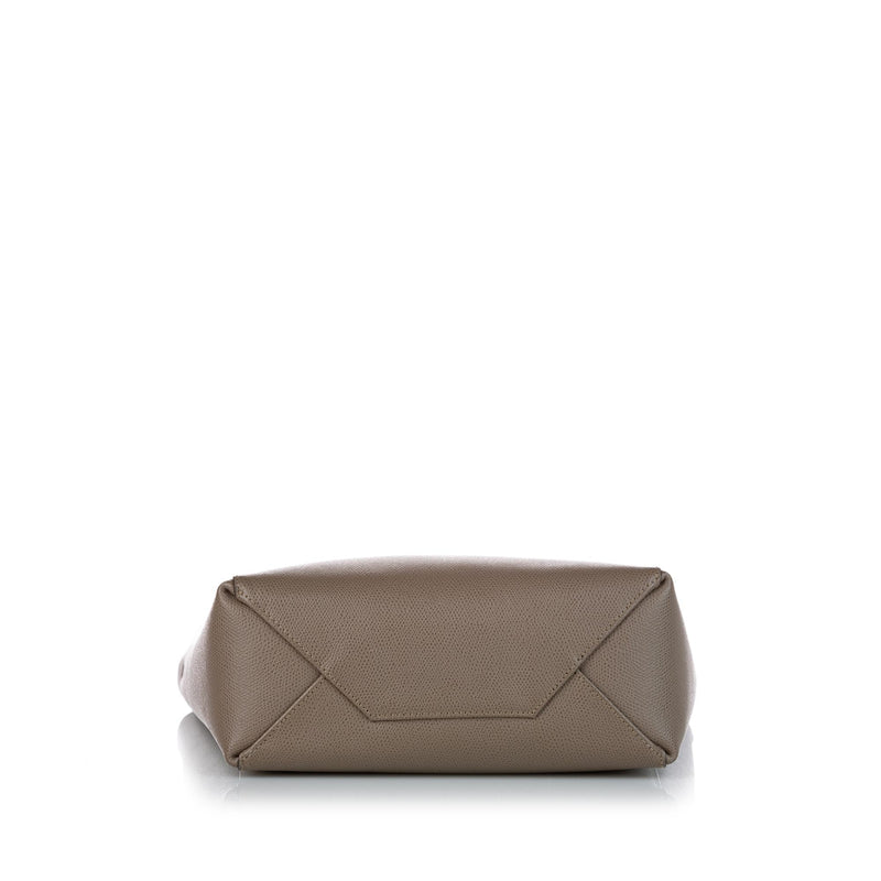 CELINE Cabas Vertical Satchel/Top Handle Bag Small Dark Brown Canvas/Leather