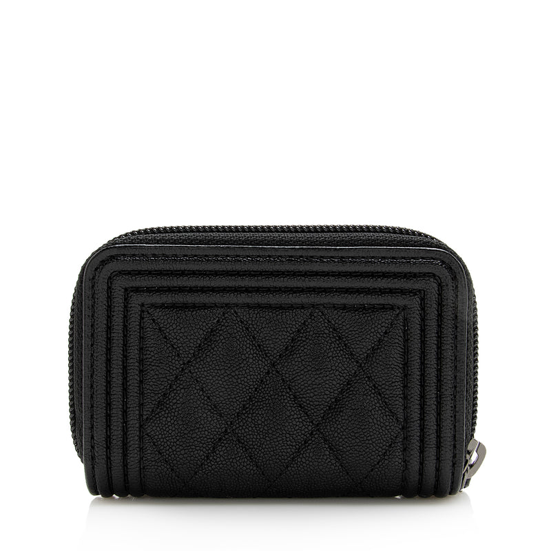 Chanel Boy's Quilted Caviar Coin Purse Wallet