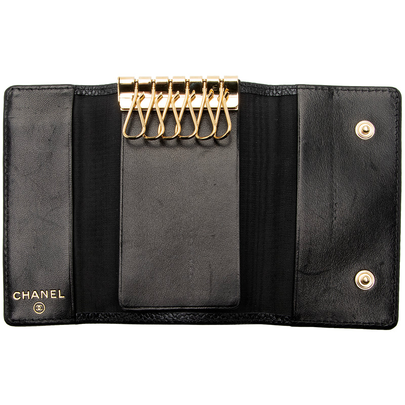 Chanel Caviar Quilted 6 Key Holder Black